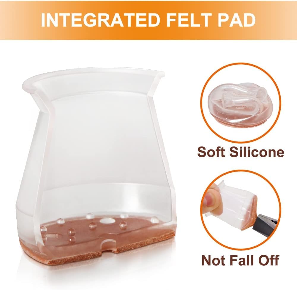 Premium Silicone Chair Leg Covers with Felt Pads