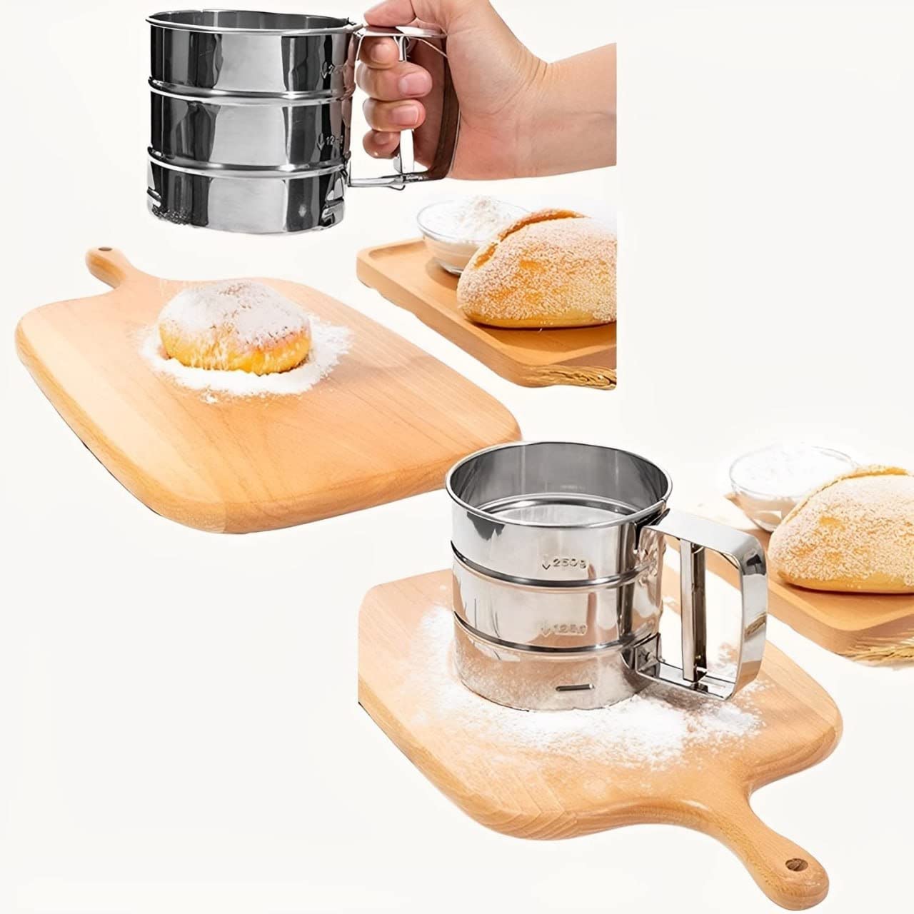 HomeCove Stainless Steel Flour Sifter – One-Handed Atta Chalni for Baking & More