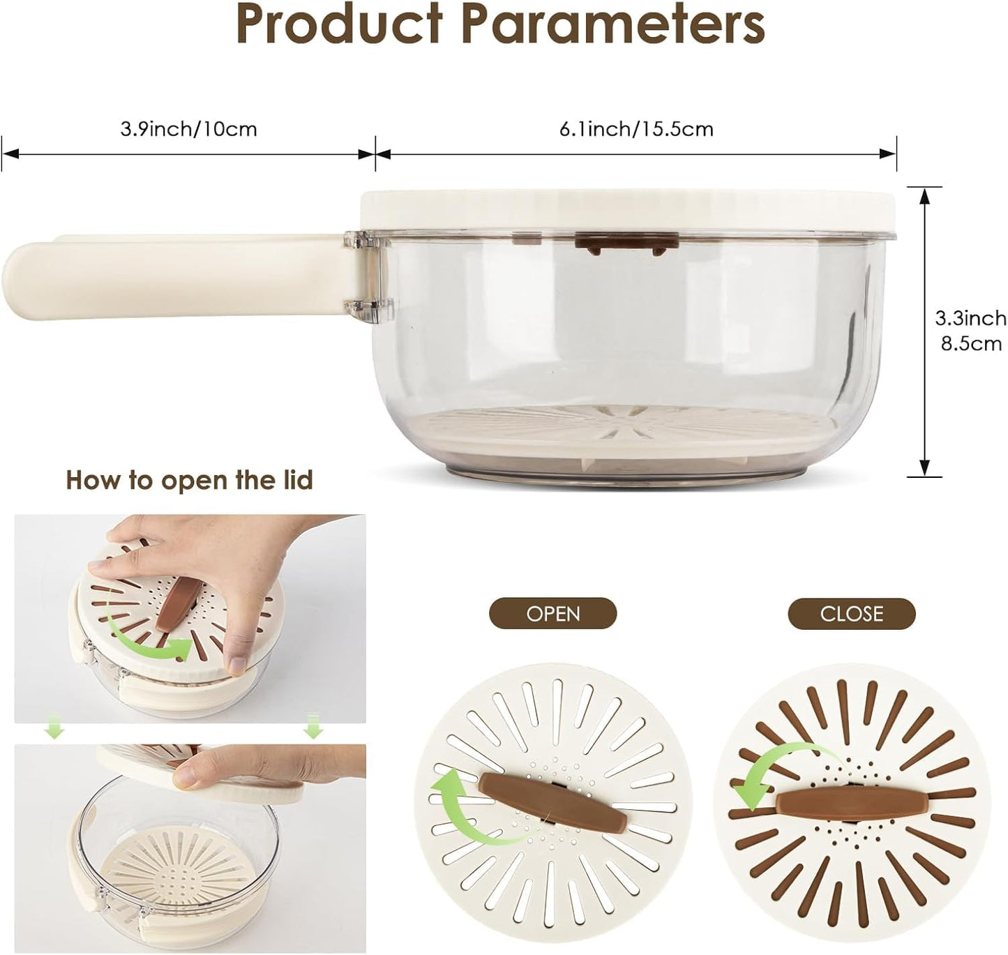 Multifunctional Draining Bowl with foldable handle