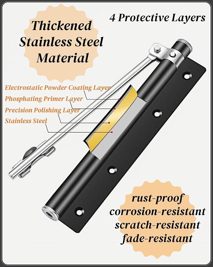 Heavy-Duty Stainless Steel Spring Door Closer