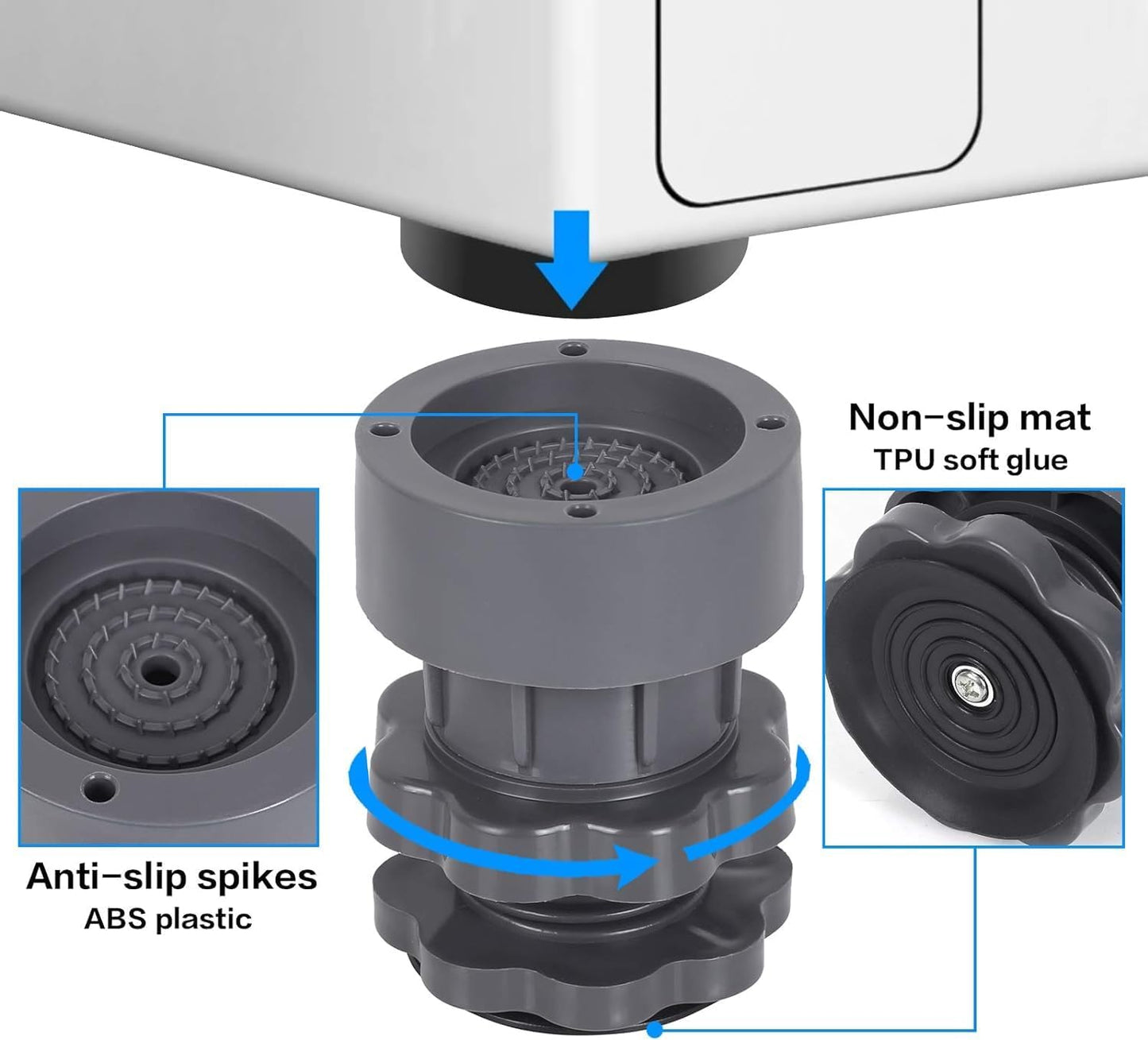 Washing Machine Height Adjusing Vibration Pads (4 Pcs Set)