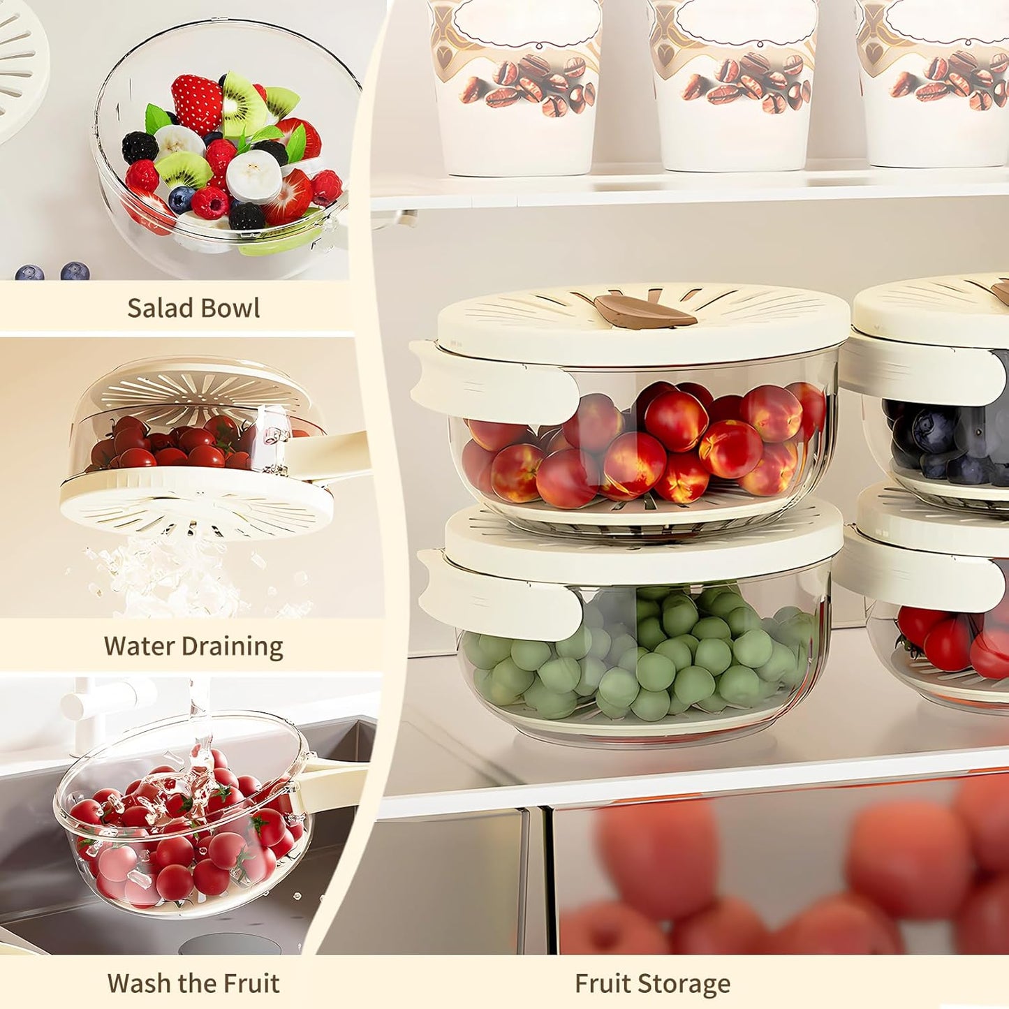 Multifunctional Draining Bowl with foldable handle