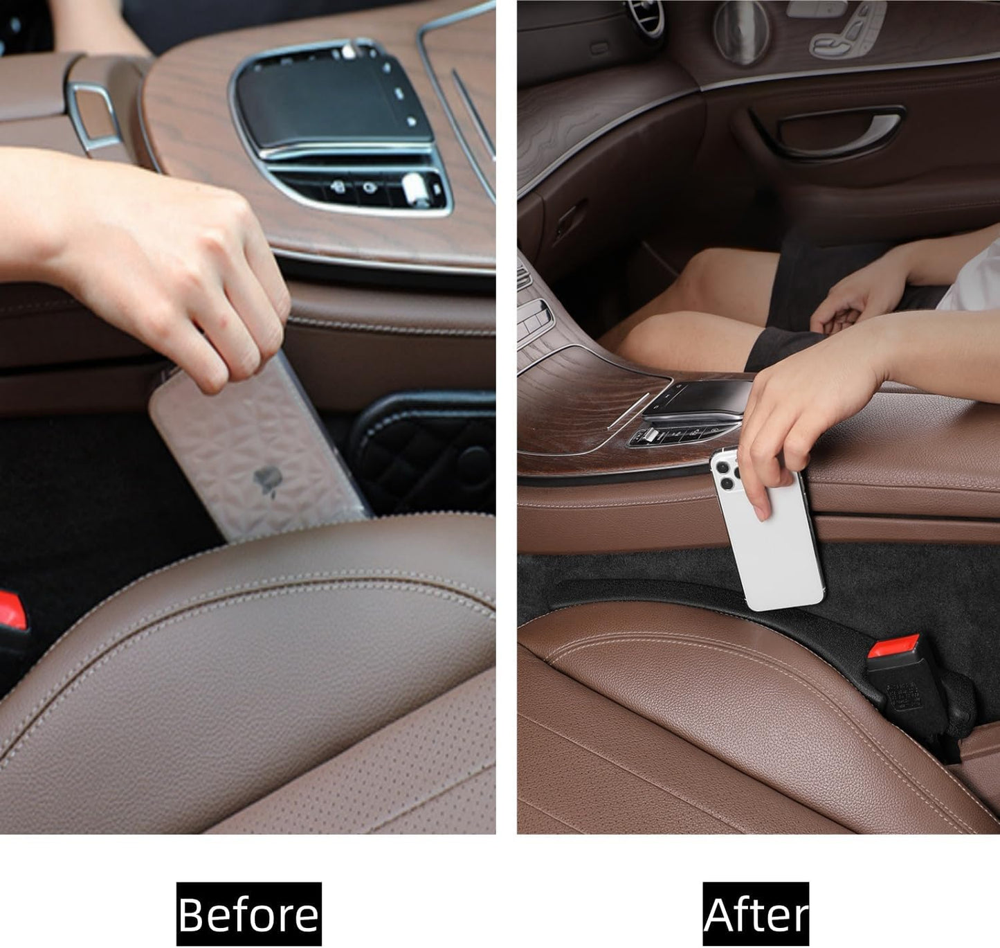 HomeCove - 2PCS Car Seat Gap Filler with Phone Holder – Universal Fit for Cars & SUVs