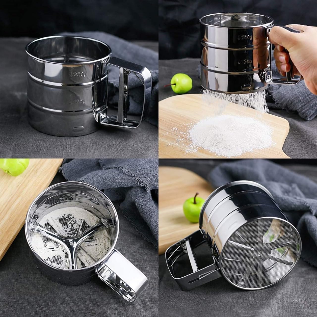 HomeCove Stainless Steel Flour Sifter – One-Handed Atta Chalni for Baking & More
