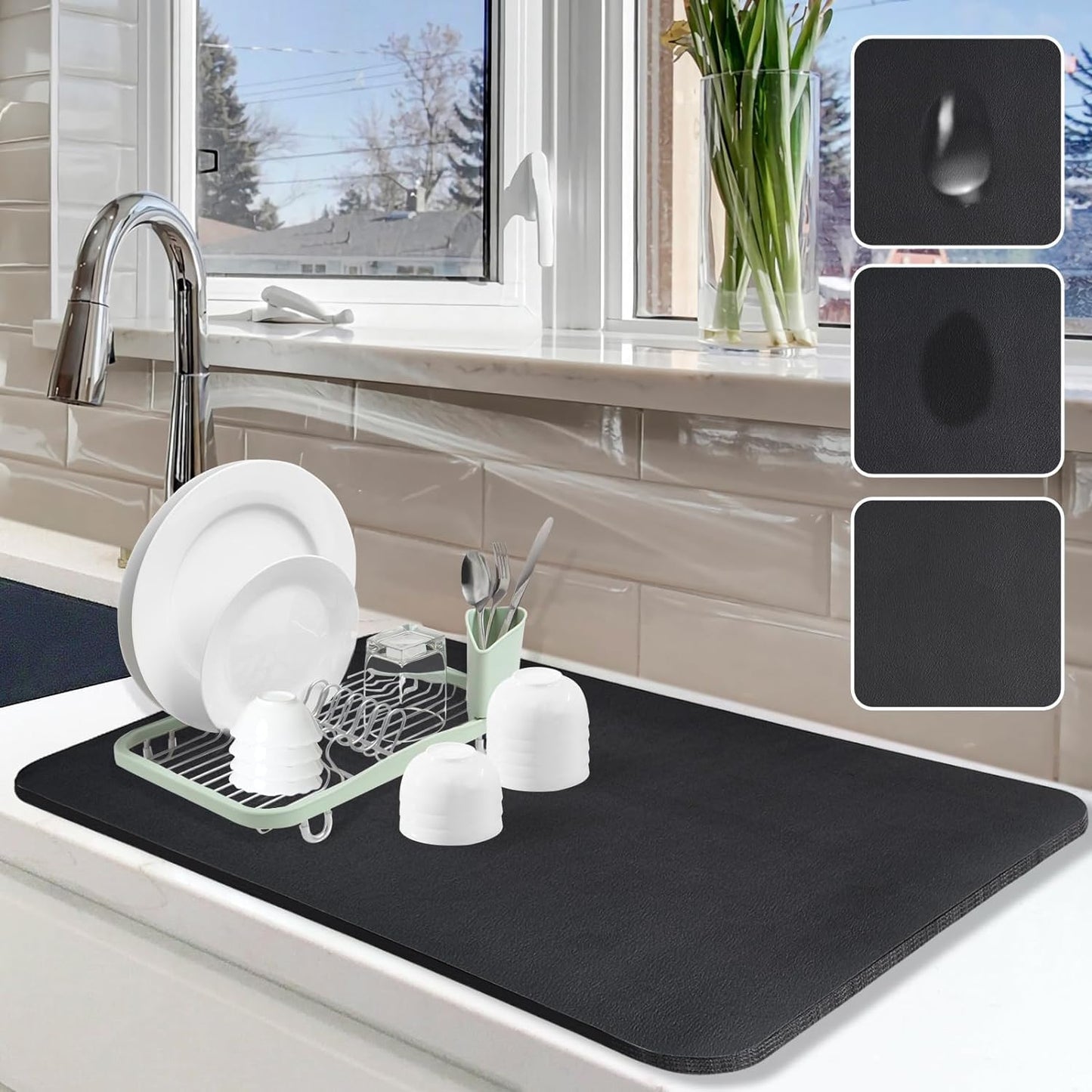 Dish Drying Mat for Kitchen – Large 60X40 CM
