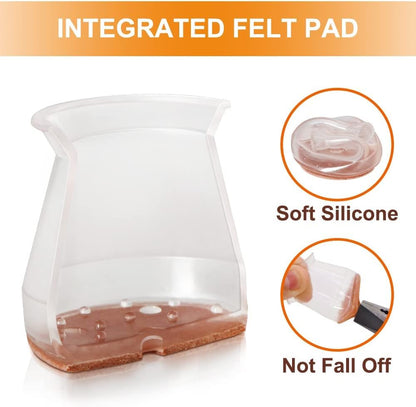 Premium Silicone Chair Leg Covers with Felt Pads
