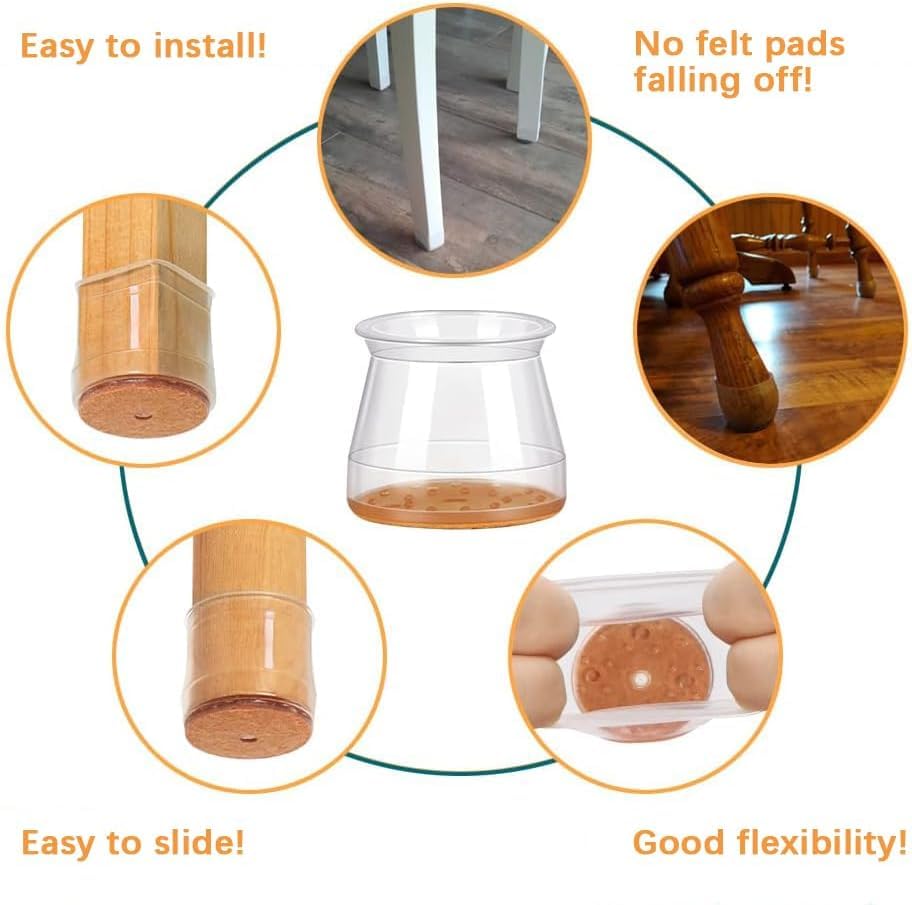 Premium Silicone Chair Leg Covers with Felt Pads