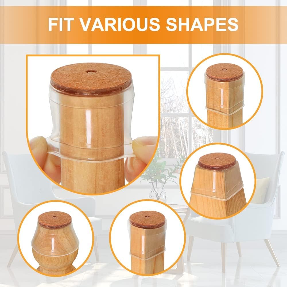 Premium Silicone Chair Leg Covers with Felt Pads